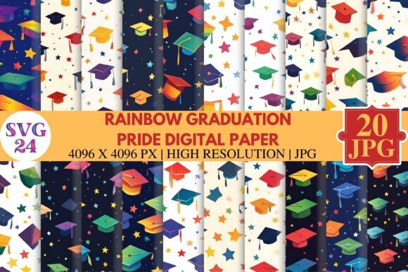 Download Rainbow Graduation Pride Digital Paper - Pride digital paper Collection