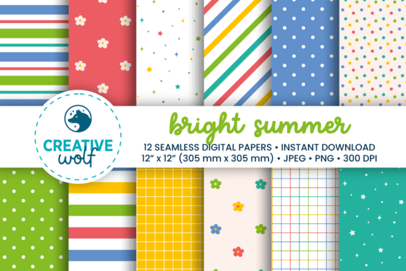 Download Bright Summer Seamless Pattern Set of 12 - Bright Collection