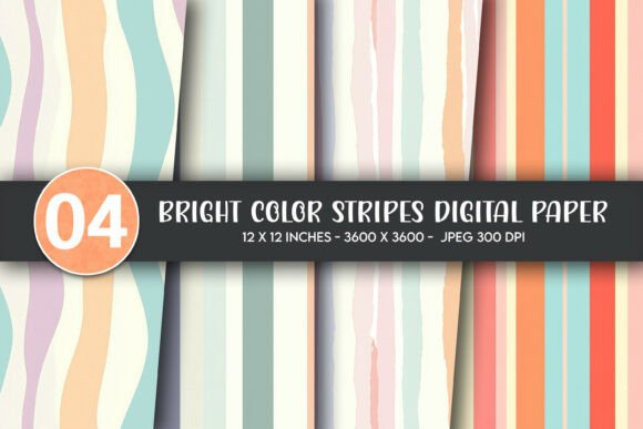 Download Bright Color Stripes Digital Paper - Bright Collection